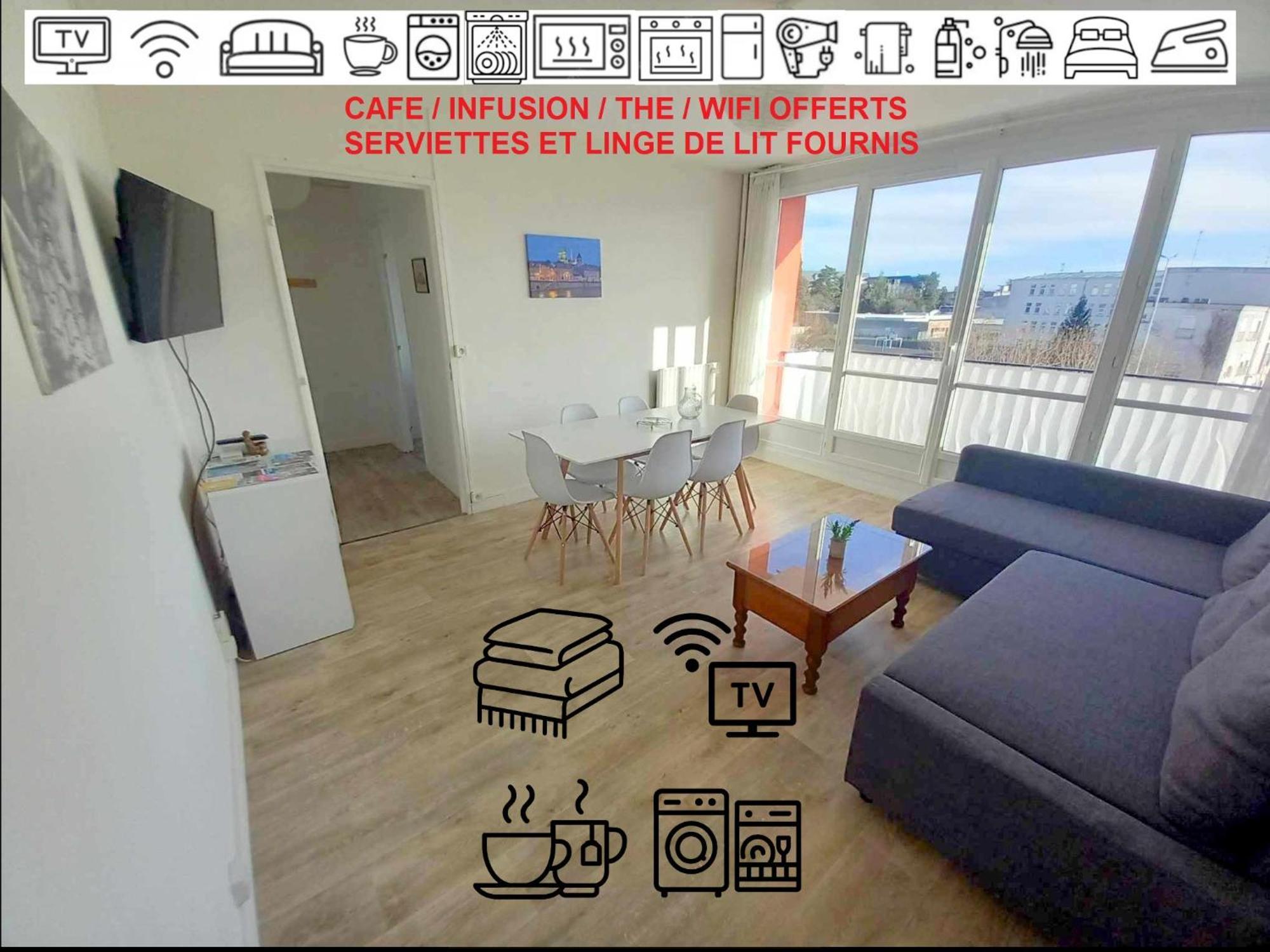 T3 57M2 Avec Balcon Proche Gare Sncf, Wifi Et Cafe Et The Offerts Apartment Orleans Exterior photo